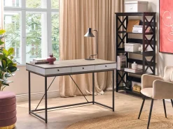 Secretaria Em Madeira Clara E Preto Com 3 Gavetas 120 X 60 Cm Hinton