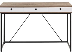 Secretaria Em Madeira Clara E Preto Com 3 Gavetas 120 X 60 Cm Hinton