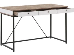 Secretaria Em Madeira Clara E Preto Com 3 Gavetas 120 X 60 Cm Hinton