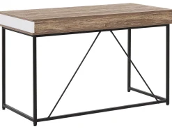 Secretaria Em Madeira Clara E Preto Com 3 Gavetas 120 X 60 Cm Hinton