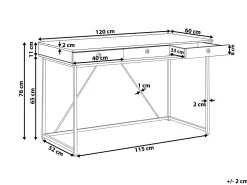Secretaria Em Madeira Clara E Preto Com 3 Gavetas 120 X 60 Cm Hinton