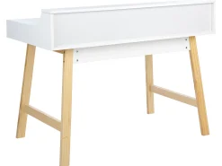 Secretaria Em Madeira Clara E Branca Com 2 Gavetas 110 X 58 Cm Barie