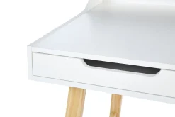 Secretaria Em Madeira Clara E Branca Com 2 Gavetas 110 X 58 Cm Barie