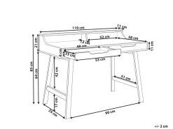 Secretaria Em Madeira Clara E Branca Com 2 Gavetas 110 X 58 Cm Barie