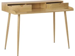 Secretaria Em Madeira Clara Com 2 Gavetas 120 X 60 Cm Lenora