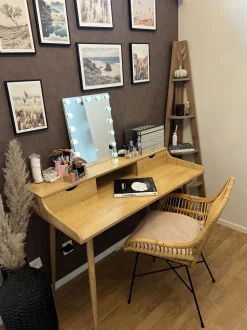 Secretaria Em Madeira Clara Com 2 Gavetas 120 X 60 Cm Lenora