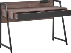 Secretaria Em Madeira Escura Com 2 Gavetas 120 X 50 Cm Harwich