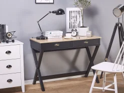 Secretaria Preta E Castanha Clara Com 2 Gavetas 103 X 50 Cm Ekart