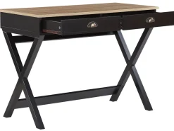 Secretaria Preta E Castanha Clara Com 2 Gavetas 103 X 50 Cm Ekart