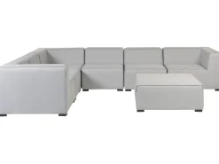 Sofa De Canto Modular 7 Lugares A Direita E Repousa-Pes Em Tecido Cinzento Claro Arezzo