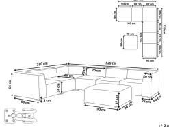 Sofa De Canto Modular 7 Lugares A Direita E Repousa-Pes Em Tecido Cinzento Claro Arezzo
