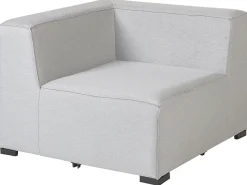 Sofa De Canto Modular 7 Lugares A Esquerda E Repousa-Pes Em Tecido Cinzento Claro Arezzo