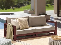 Sofa De Jardim 2 Lugares Madeira De Acacia Certificada Vermelha Escura Timor Ii