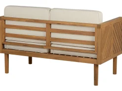 Sofa De Jardim De 2 Lugares Em Madeira De Acacia Com Almofadas Brancas Baratti