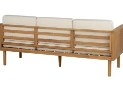 Sofa De Jardim De 3 Lugares Em Madeira De Acacia Com Almofadas Brancas Baratti