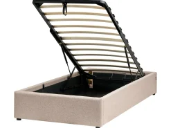 Sommier De Solteiro Com Arrumação Em Tecido Creme 90 X 200 Cm Dinan