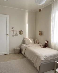 Sommier De Solteiro Com Arrumação Em Tecido Creme 90 X 200 Cm Dinan