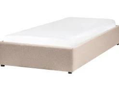 Sommier De Solteiro Com Arrumação Em Tecido Creme 90 X 200 Cm Dinan