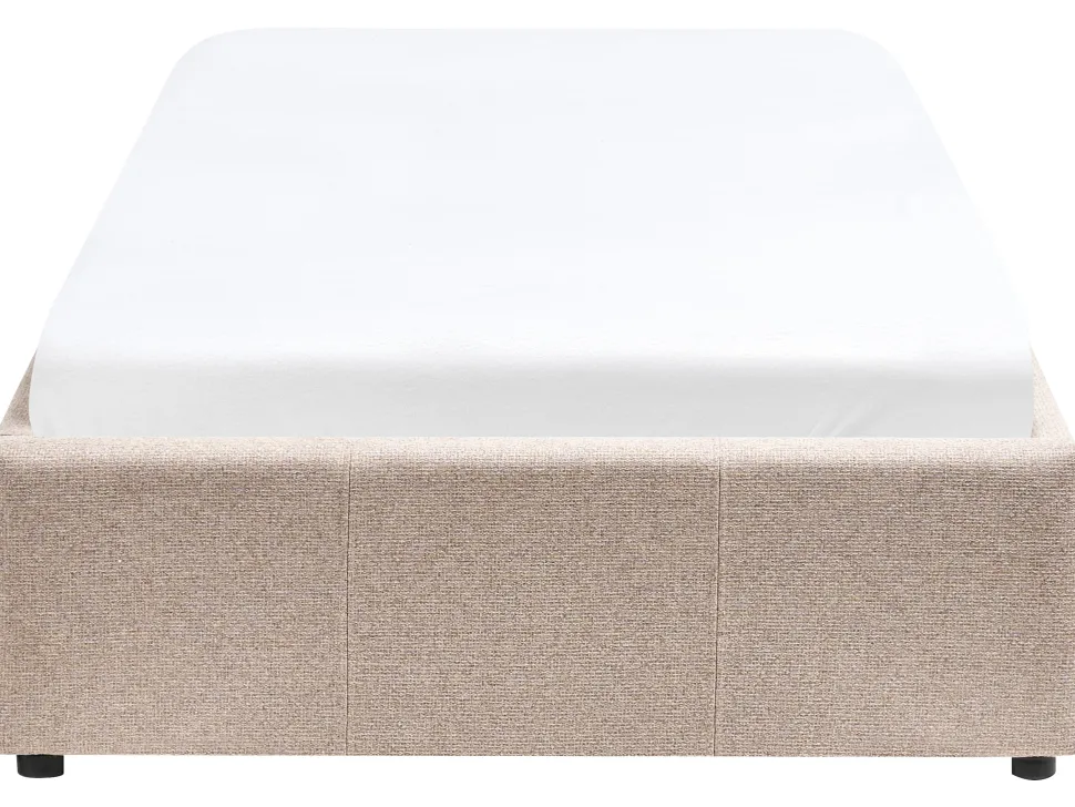 Sommier De Solteiro Com Arrumação Em Tecido Creme 90 X 200 Cm Dinan