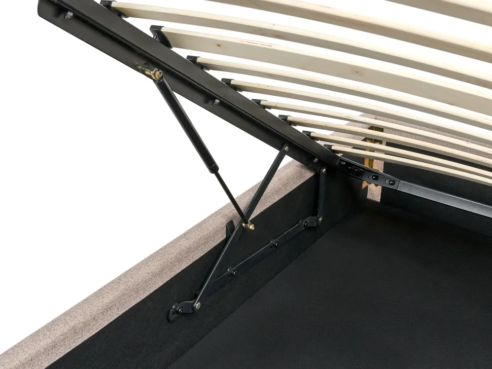 Sommier De Solteiro Com Arrumação Em Tecido Creme 90 X 200 Cm Dinan