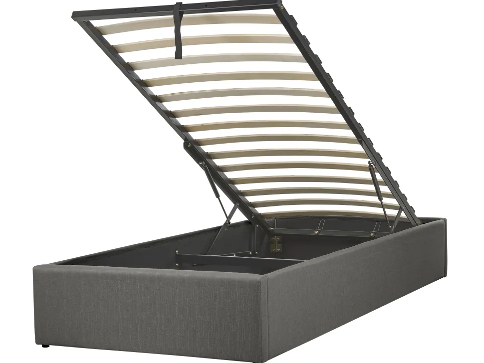 Sommier De Solteiro Com Arrumação Em Tecido Cinzento Escuro 90 X 200 Cm Dinan