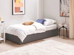 Sommier De Solteiro Com Arrumação Em Tecido Cinzento Escuro 90 X 200 Cm Dinan