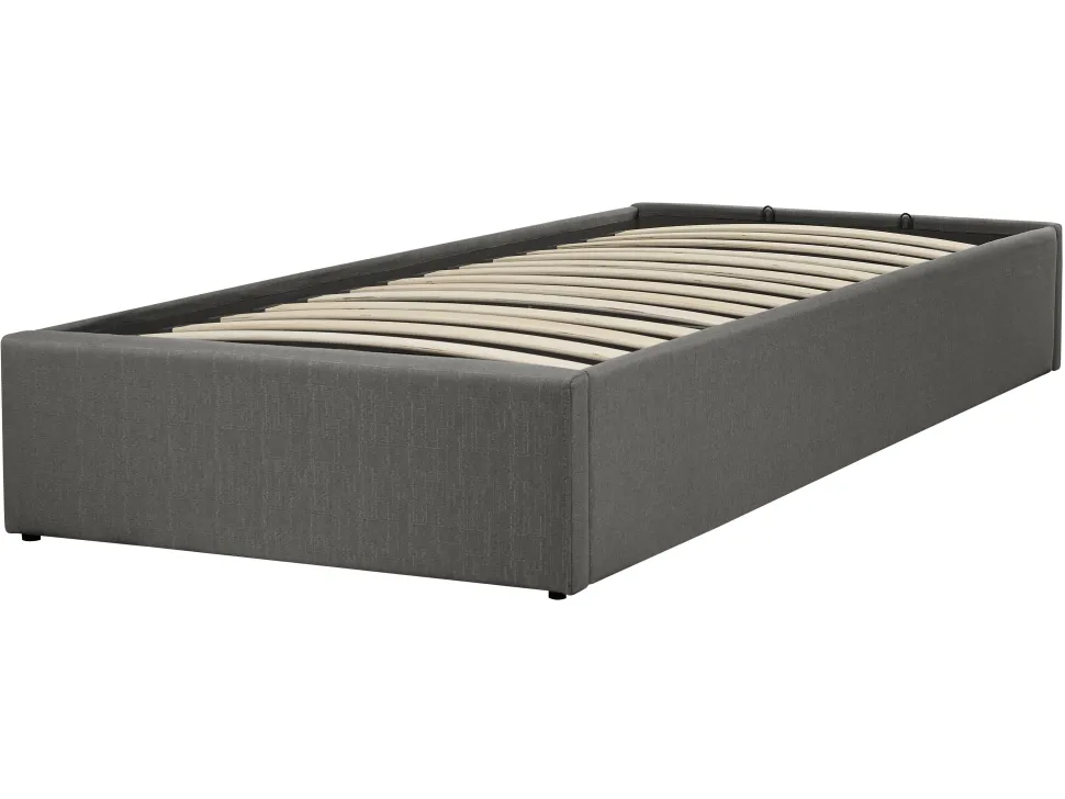 Sommier De Solteiro Com Arrumação Em Tecido Cinzento Escuro 90 X 200 Cm Dinan