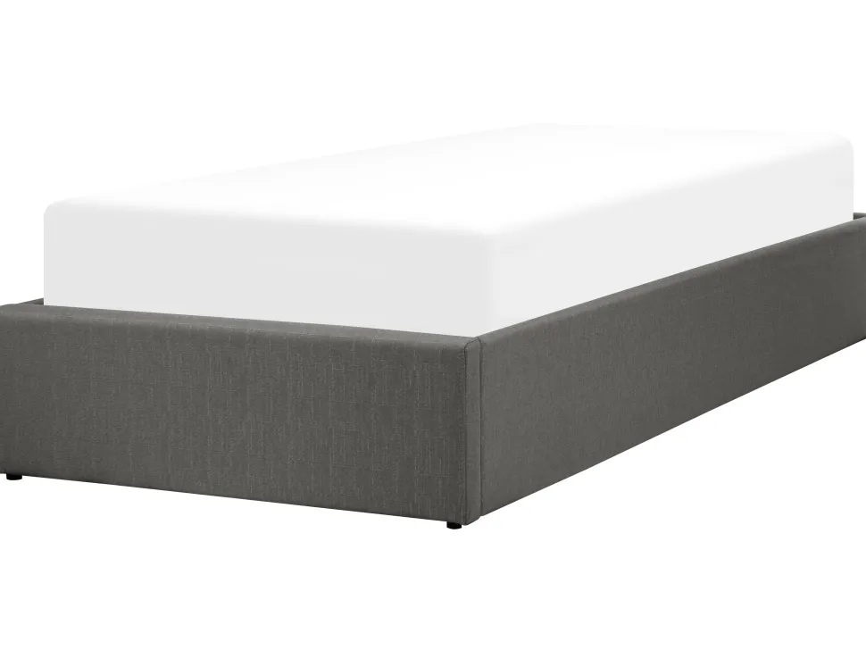 Sommier De Solteiro Com Arrumação Em Tecido Cinzento Escuro 90 X 200 Cm Dinan
