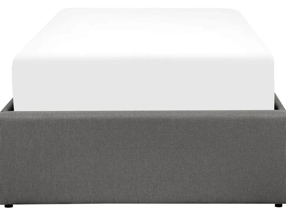 Sommier De Solteiro Com Arrumação Em Tecido Cinzento Escuro 90 X 200 Cm Dinan