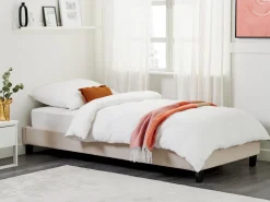 Sommier De Solteiro Em Tecido Creme 90 X 200 Cm Roanne