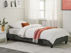 Sommier De Solteiro Em Tecido Cinzento 90 X 200 Cm Roanne