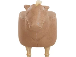 Tamborete Animal Em Pele Sintetica Cor De Areia Horse