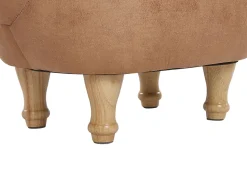 Tamborete Animal Em Pele Sintetica Cor De Areia Horse