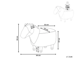 Tamborete Animal Em Pele Sintetica Cor De Areia Horse