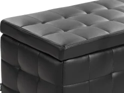 Tamborete Com Arrumação Em Pele Sintetica Preta 72 X 42 Cm Michigan