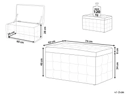 Tamborete Com Arrumação Em Pele Sintetica Preta 72 X 42 Cm Michigan