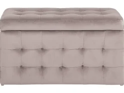 Tamborete Com Arrumação Em Veludo Rosa 72 X 42 Cm Michigan