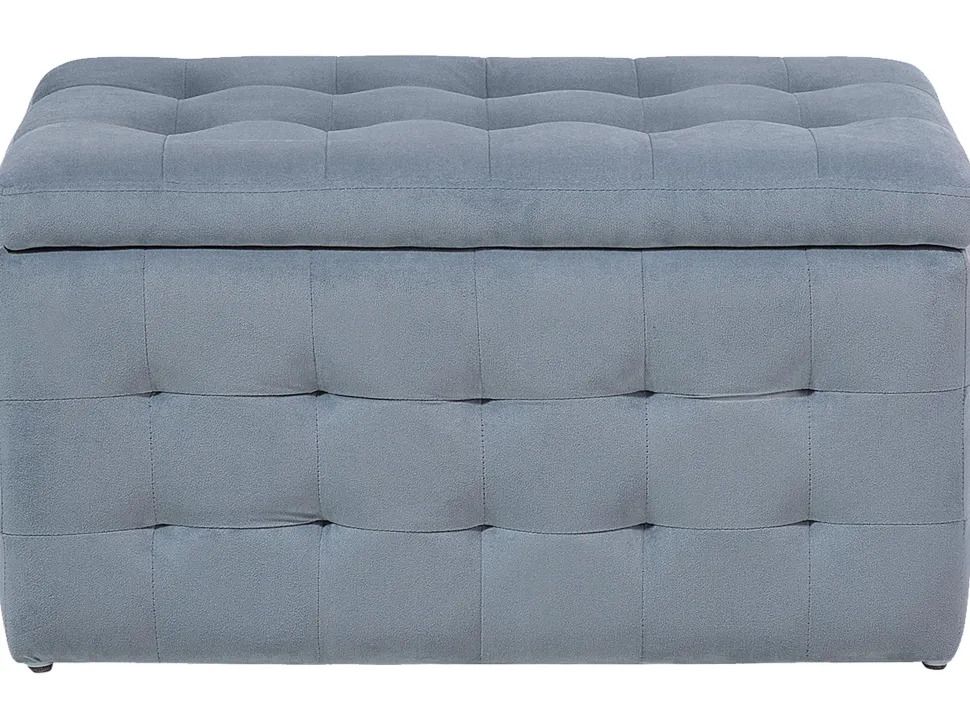 Tamborete Com Arrumação Em Veludo Cinzento 72 X 42 Cm Michigan