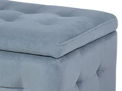 Tamborete Com Arrumação Em Veludo Cinzento 72 X 42 Cm Michigan