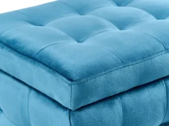 Tamborete Com Arrumação Em Veludo Azul Escuro 72 X 42 Cm Michigan