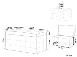 Tamborete Com Arrumação Em Veludo Azul Escuro 72 X 42 Cm Michigan