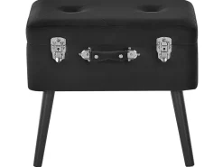 Tamborete Com Arrumação Em Veludo Preto Mallard