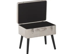 Tamborete Com Arrumação Em Pele Sintetica Creme Mallard