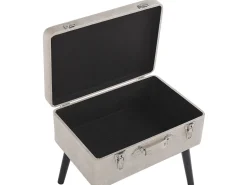 Tamborete Com Arrumação Em Pele Sintetica Creme Mallard