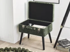 Tamborete Com Arrumação Em Bombazine Verde Mallard