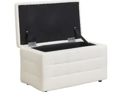 Tamborete Com Arrumação Em Pele Sintetica Branca 72 X 42 Cm Michigan