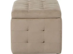 Tamborete Com Arrumação Em Veludo Castanho Claro 72 X 42 Cm Michigan