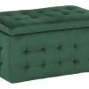 Tamborete Com Arrumação Em Veludo Verde Escuro 72 X 42 Cm Michigan