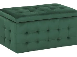 Tamborete Com Arrumação Em Veludo Verde Escuro 72 X 42 Cm Michigan