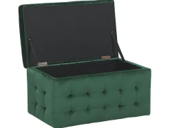 Tamborete Com Arrumação Em Veludo Verde Escuro 72 X 42 Cm Michigan